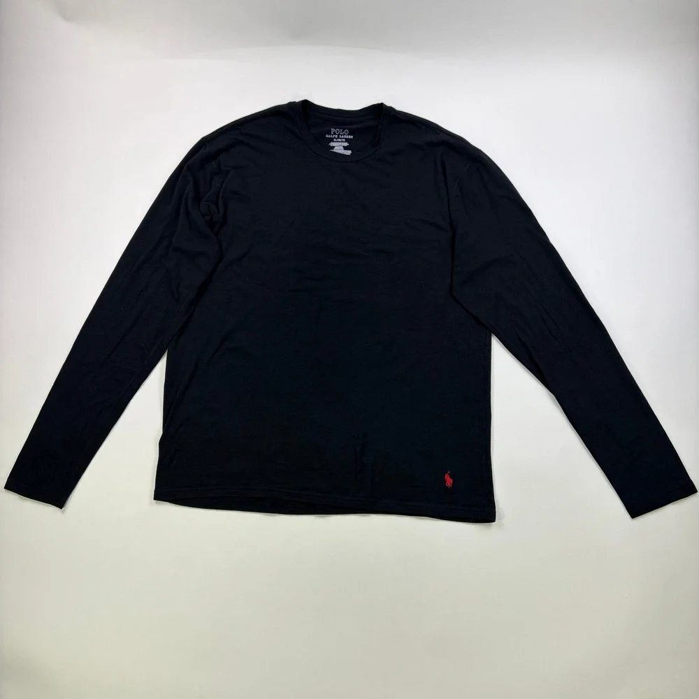 Polo Ralph Lauren Long Sleeve T-Shirt Mens XL Black Red Pony Crewneck Stretch